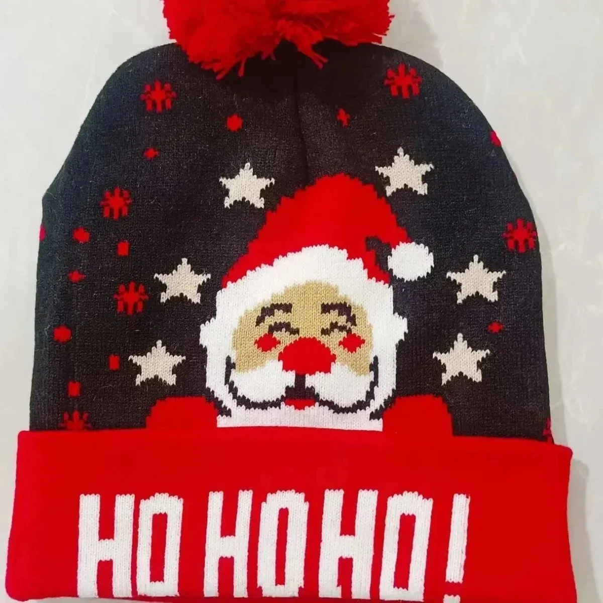 Other Santa Beanie Ho Ho Ho Black & Red Headwear Black - 1