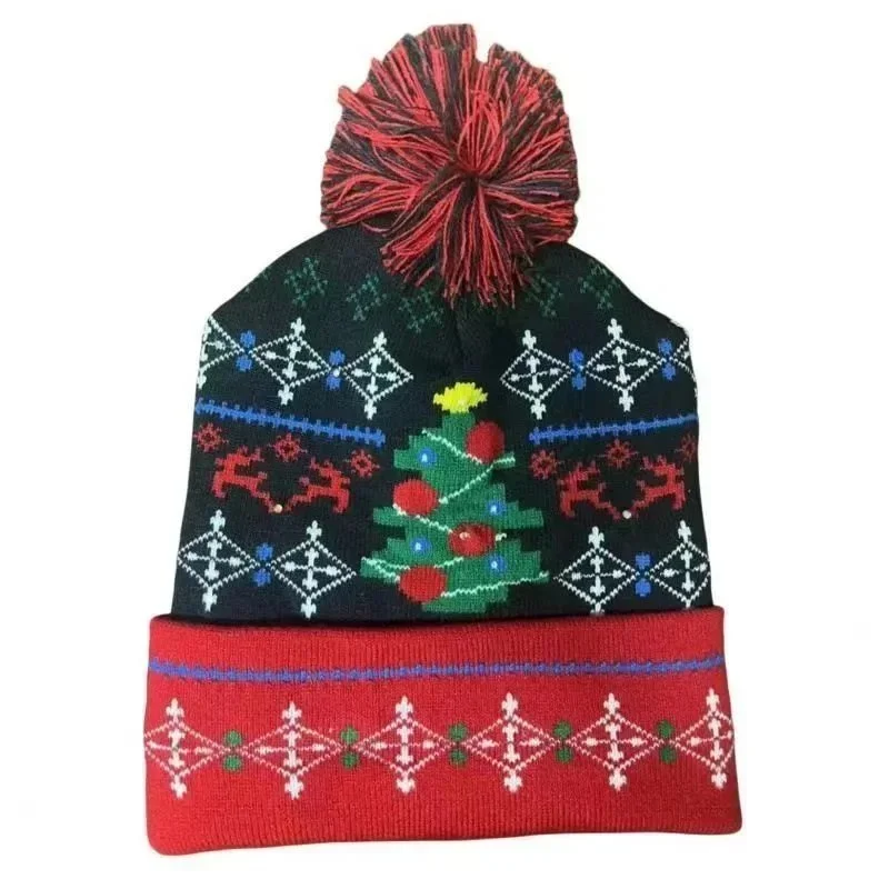 Other Christmas Beanie with Pom-Pom and Holiday Pattern Black - 1
