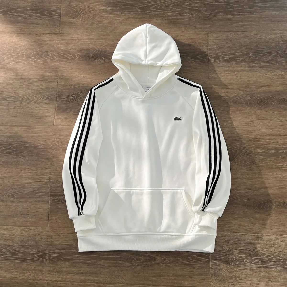 Lacoste Lacoste L.12.12 White Hoodie with Black Stripes White - 1
