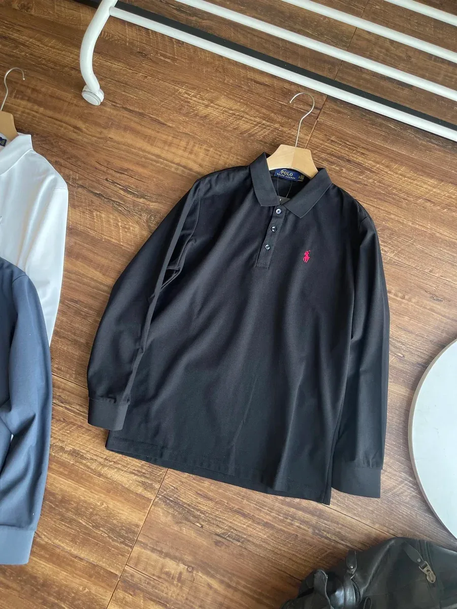 Polo Ralph Lauren Polo Ralph Lauren Classic Logo Black Long-Sleeve Polo Shirt Black - 1