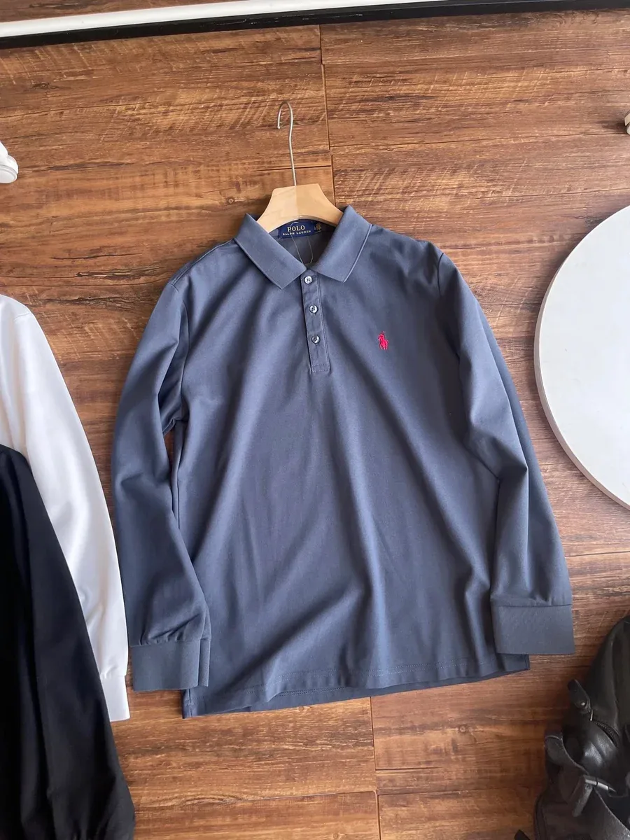 Polo Ralph Lauren Polo Ralph Lauren Classic Logo Long Sleeve Polo Shirt Blue Blue - 1