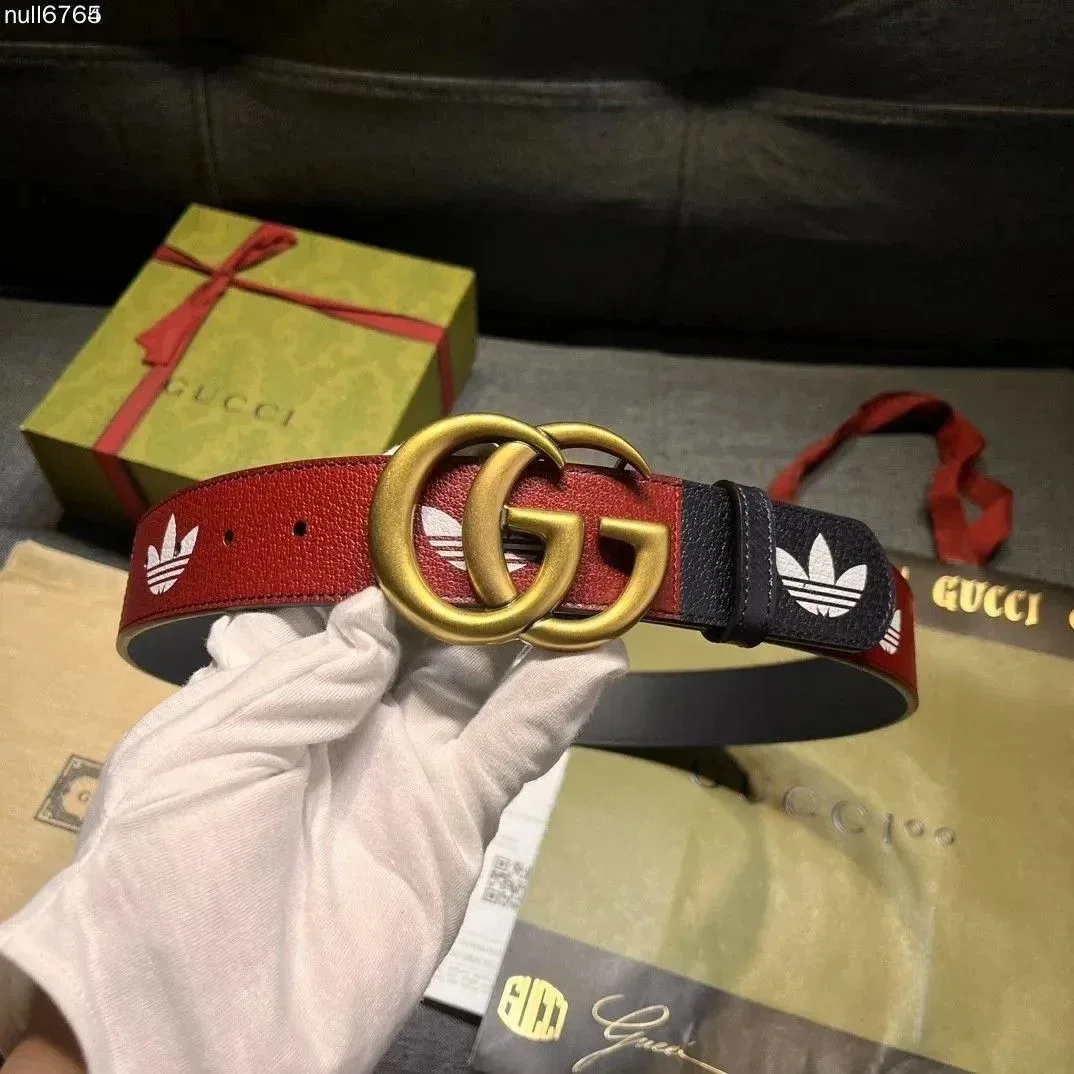 Gucci Gucci GG Marmont Red & Navy Leather Belt Red - 1