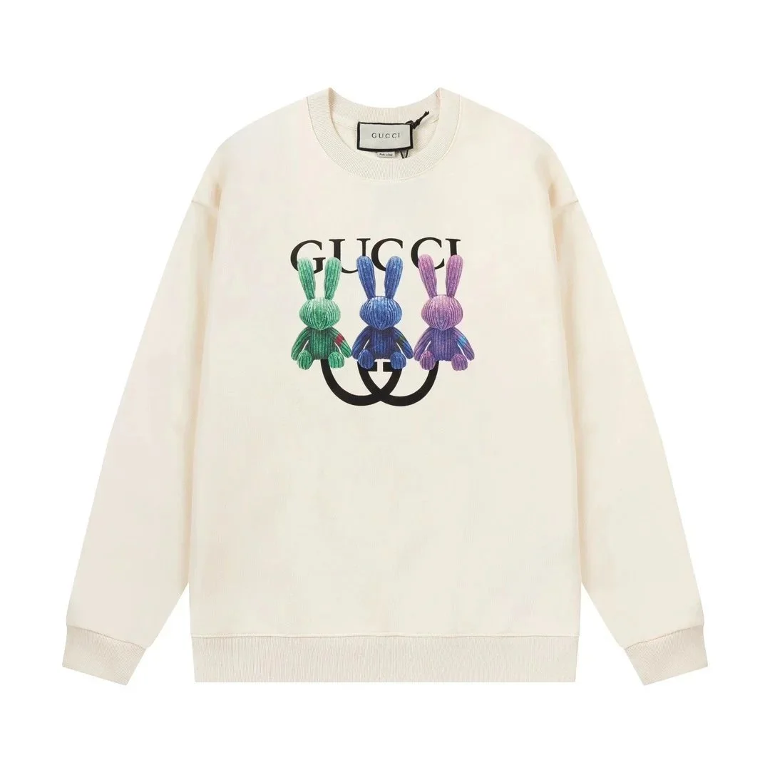 Gucci Gucci Triple Rabbit Crewneck Sweatshirt Cream Cream - 1
