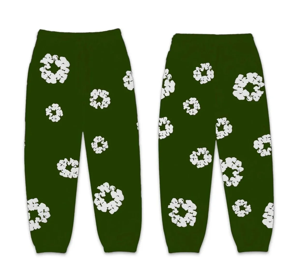 Other Unisex Popcorn Print Sweatpants in Olive Green Green - 1