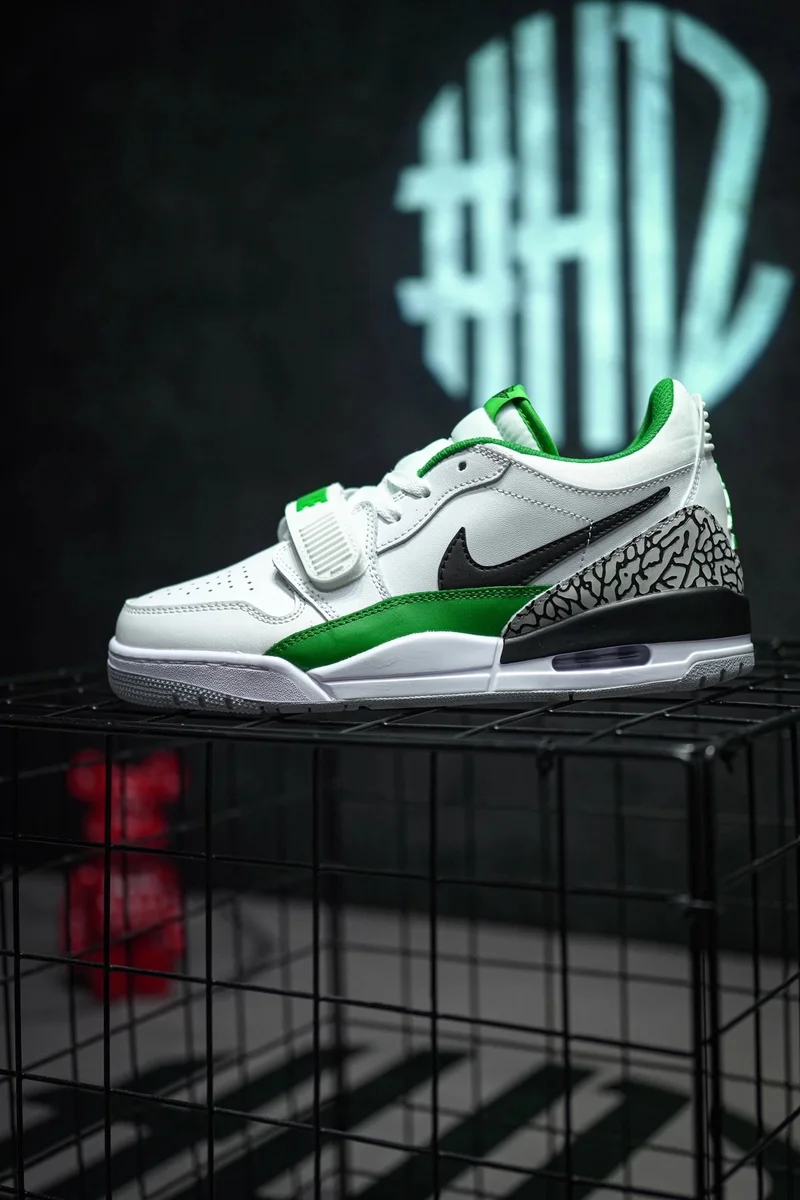 Jordan Nike Air Jordan 3 Legacy Low White Green Basketball Sneakers White - 1