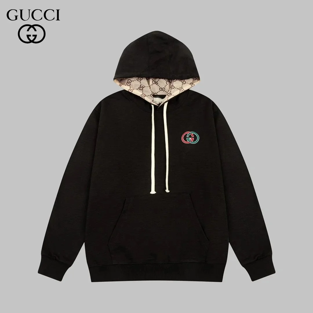Gucci Gucci Black GG Logo Hoodie Black - 1