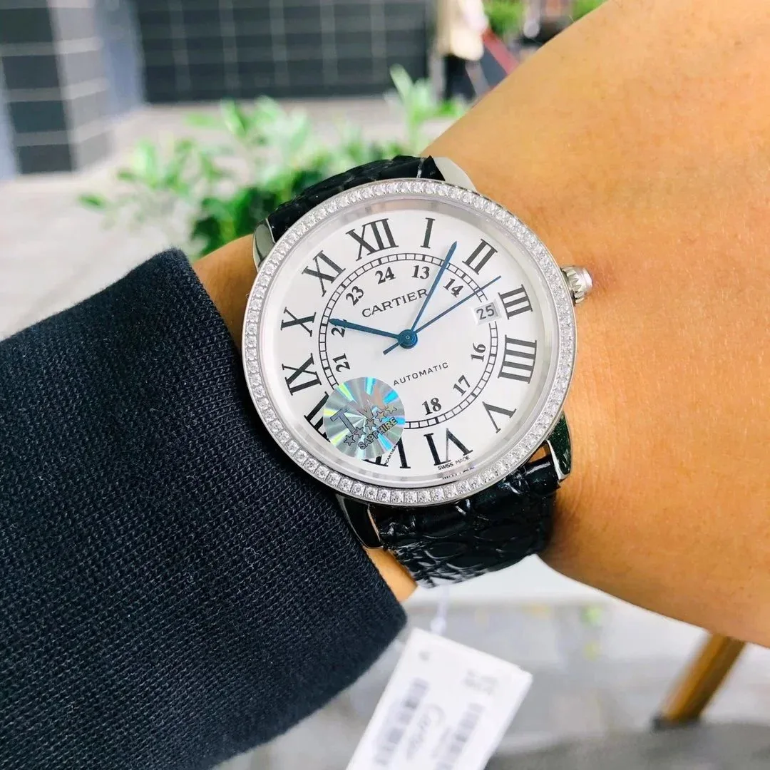 Cartier Cartier Love Automatic White Dial Black Leather Watch Black - 1