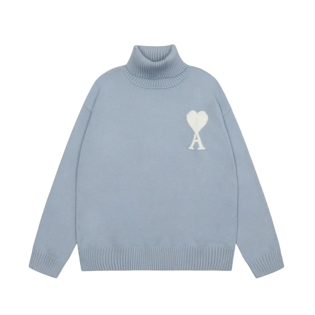 Ami Paris Ami Paris Ami de Coeur Ami-28-03 Light Blue Turtleneck Sweater Blue - 1