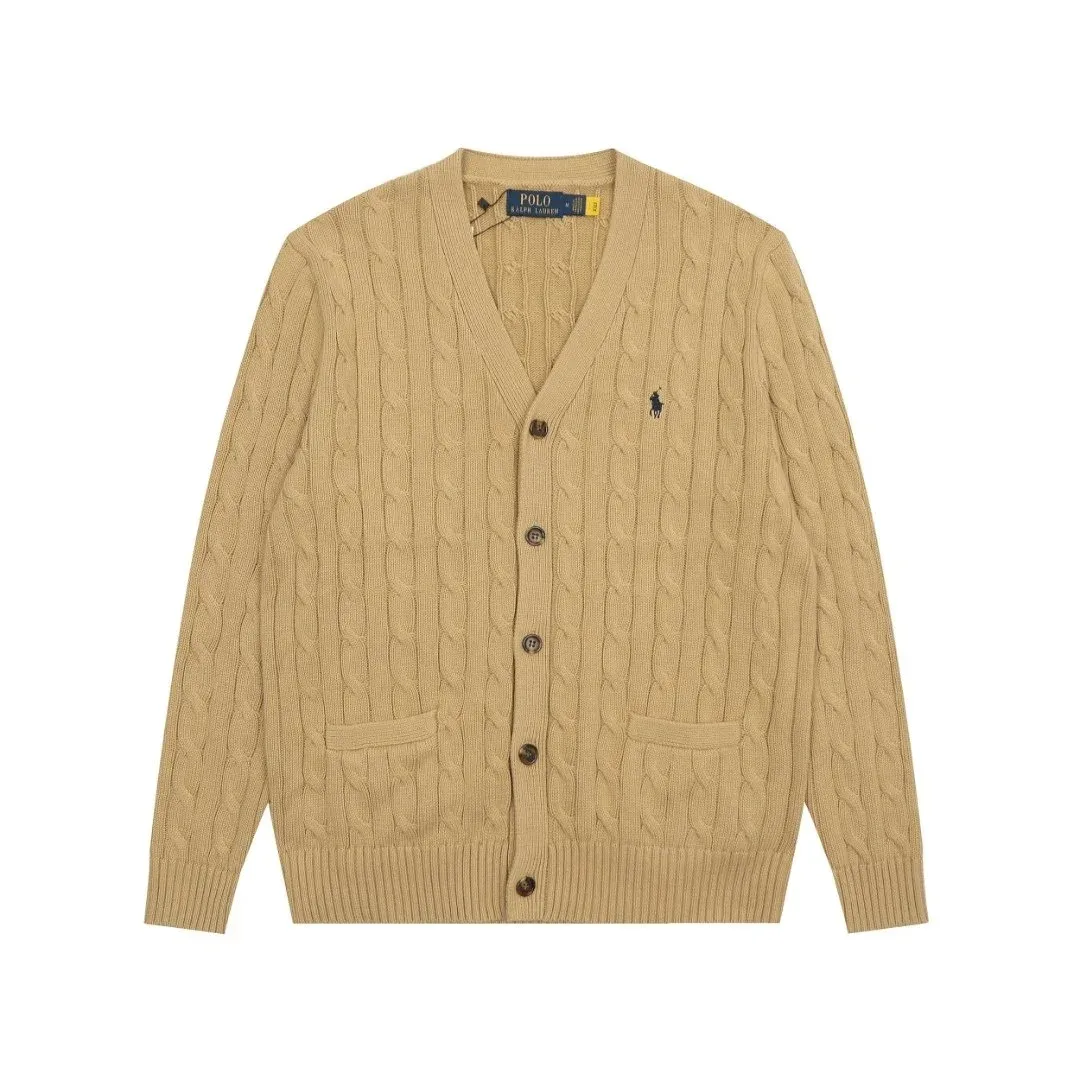 Polo Ralph Lauren Polo Ralph Lauren Classic Logo Cable Knit Cardigan Ral-55 Beige - 1