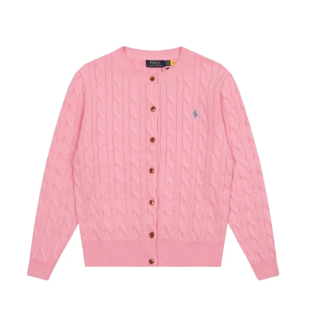 Polo Ralph Lauren Polo Ralph Lauren Classic Logo Pink Cable-Knit Cardigan Pink - 1