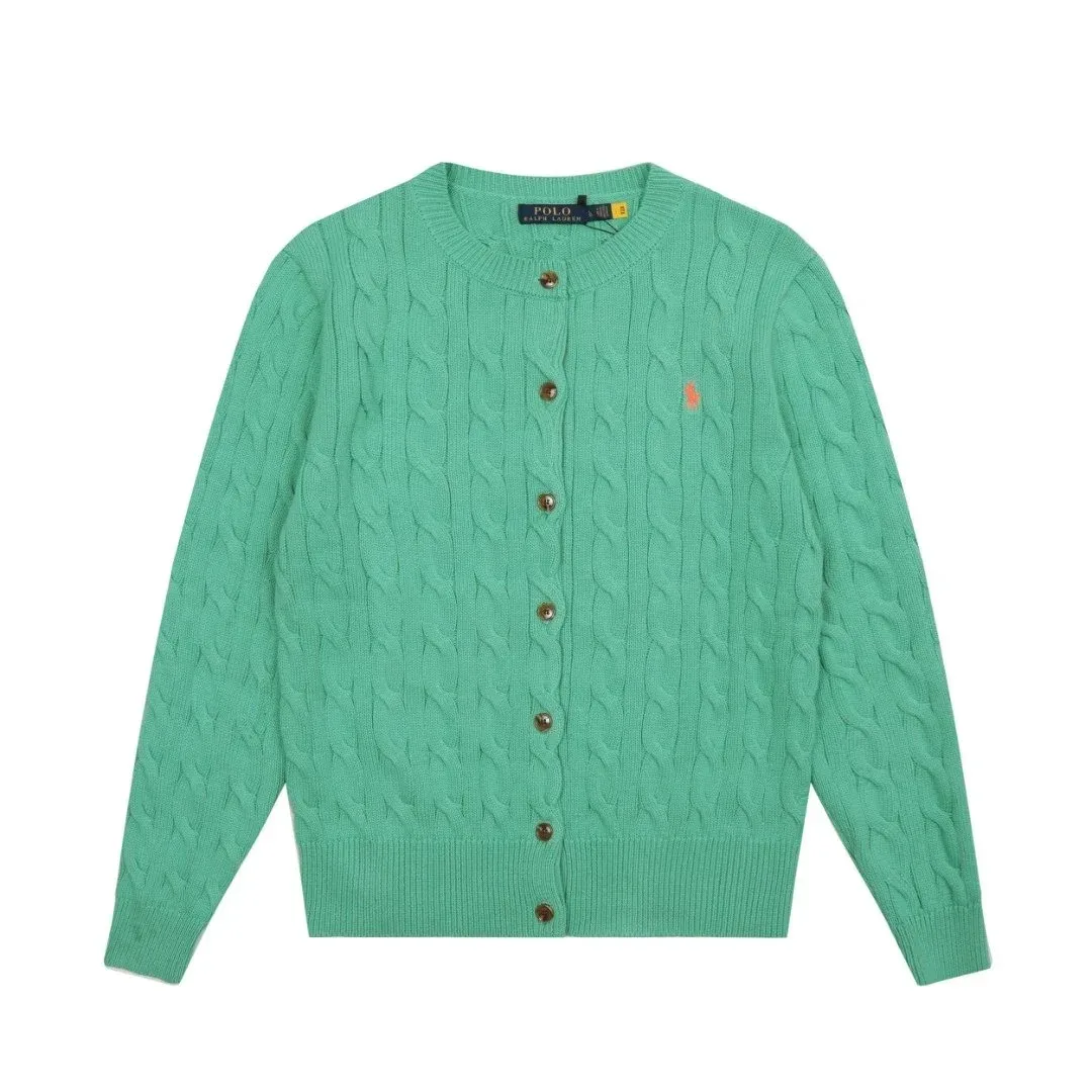 Polo Ralph Lauren Polo Ralph Lauren Classic Logo Cable Knit Cardigan Mint Green Green - 1