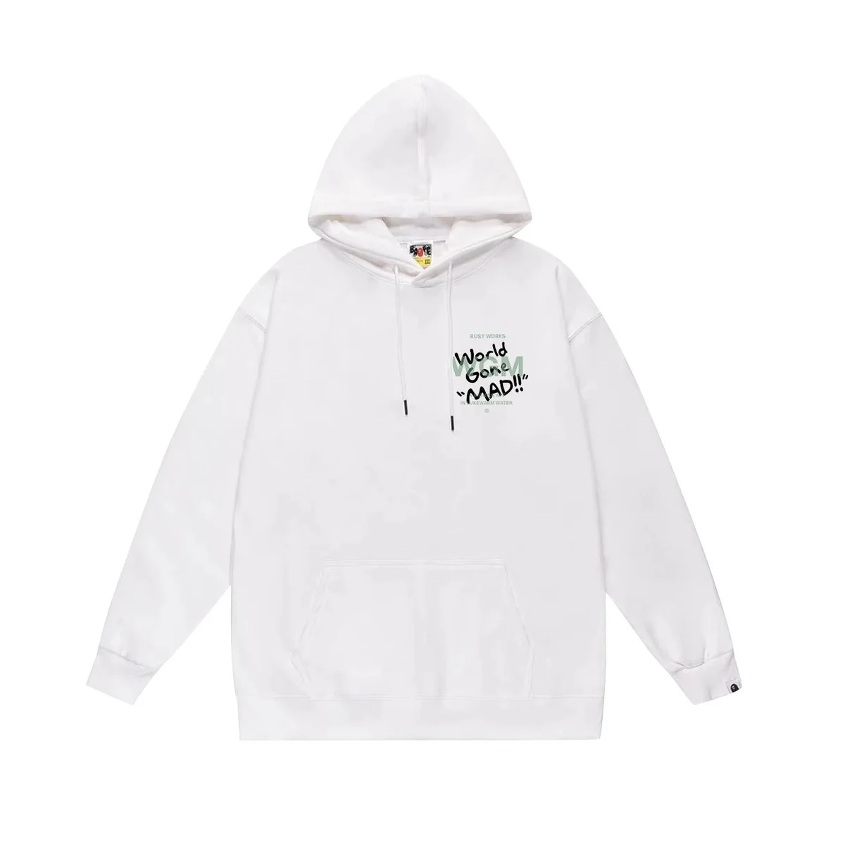 A Bathing Ape A Bathing Ape BAPE STA White World Gone 'MAD!!' Hoodie White - 1