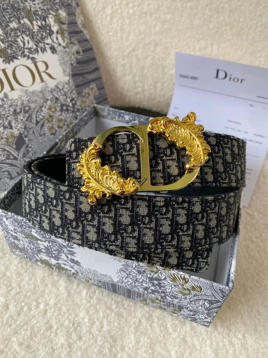 Dior Dior Oblique Monogram Belt Black Gold Buckle Black - 1
