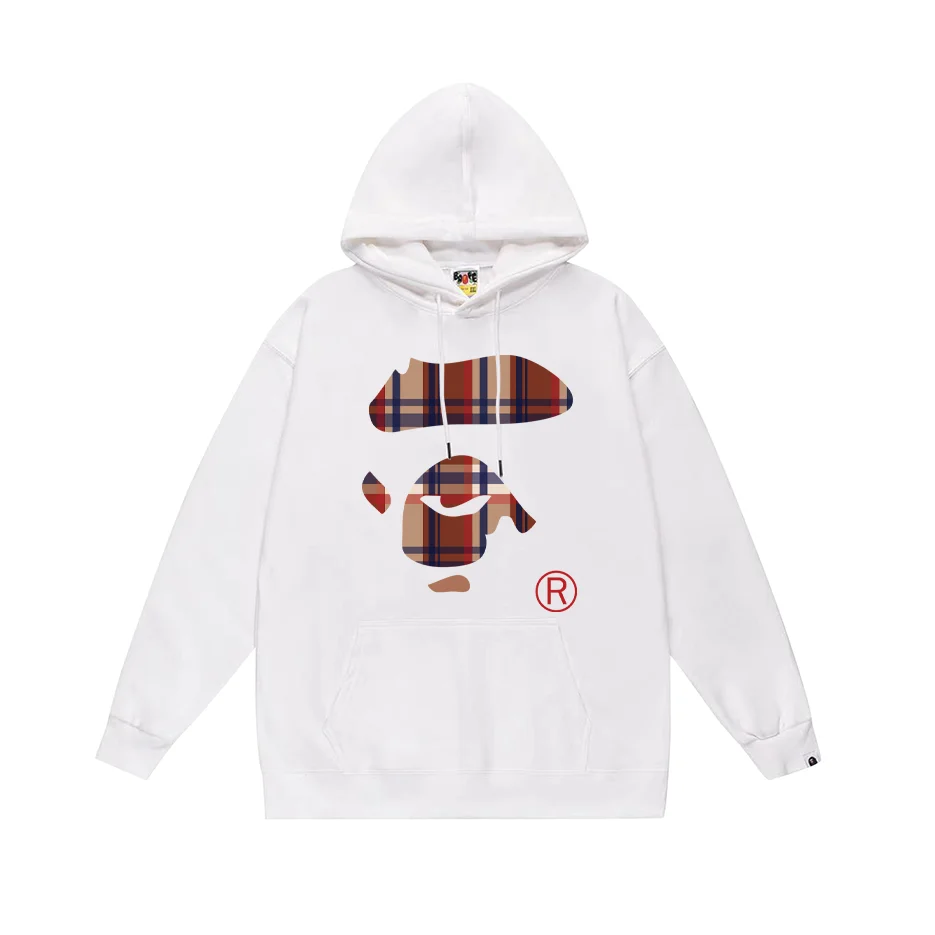 A Bathing Ape A Bathing Ape BAPE STA White Plaid Face Hoodie White - 1