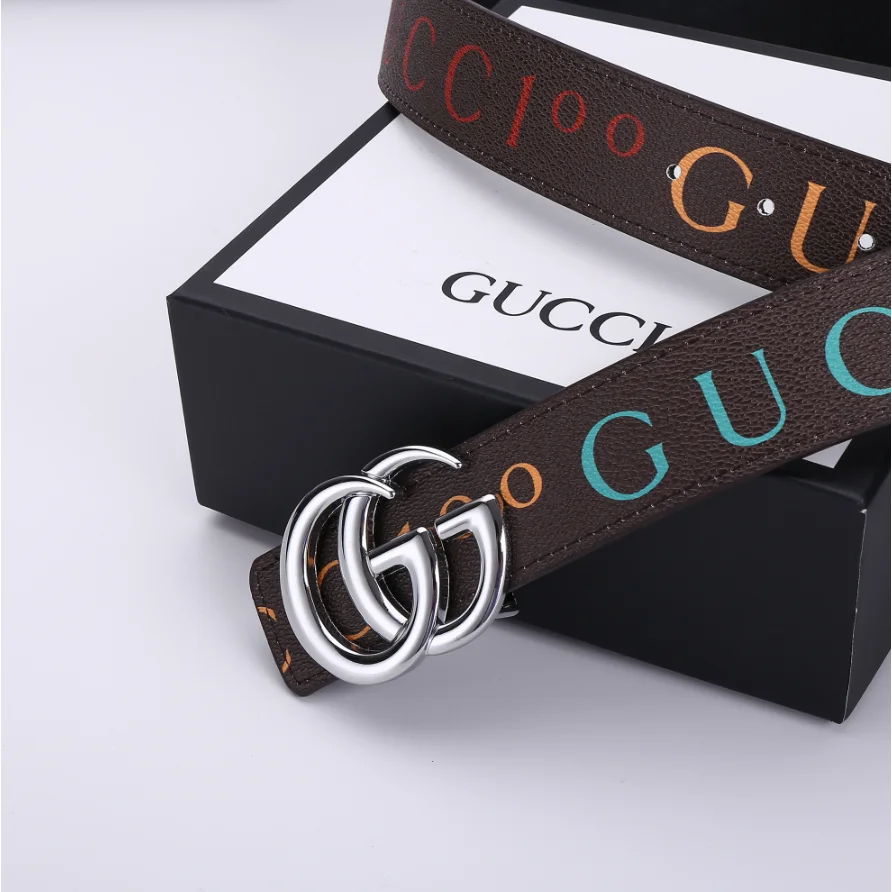 Gucci Gucci GG Belt C-2 Silver Buckle Brown Leather Brown - 1