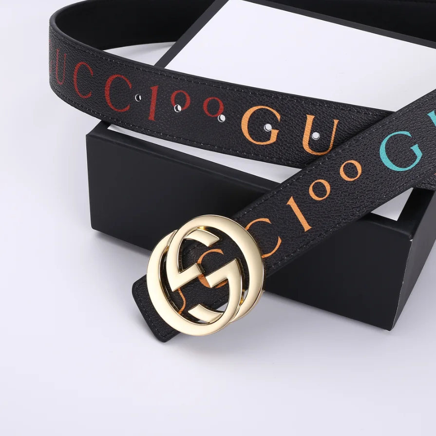 Gucci Gucci GG Belt Black/Gold Leather Black - 1