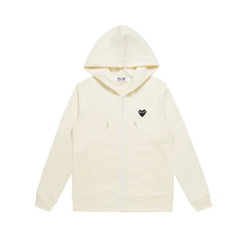 Comme des Garçons Comme des Garçons Play Zip-Up Hoodie Cream Black Heart Cream - 1