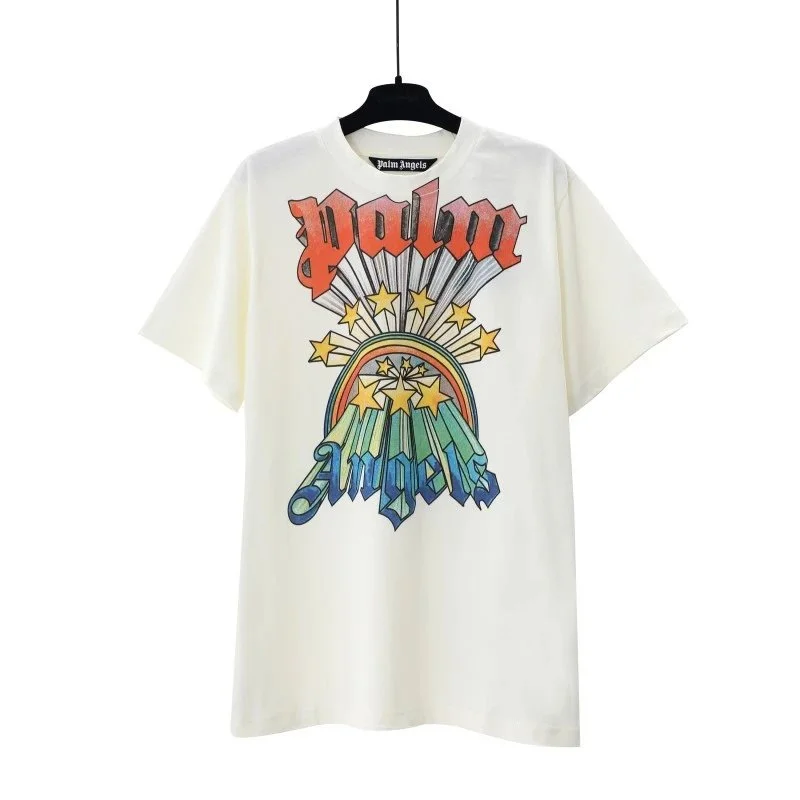 Palm Angels Palm Angels Rainbow Print T-Shirt White White - 1