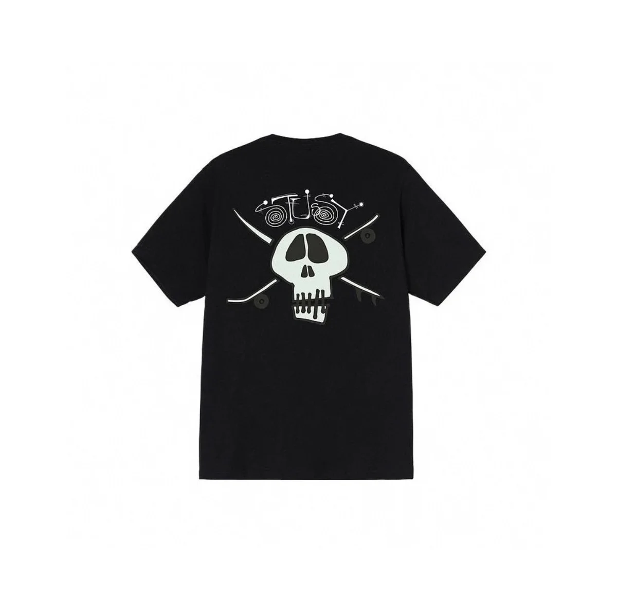 Stussy Stussy Tri-Logo Skull T-Shirt Black Black - 1
