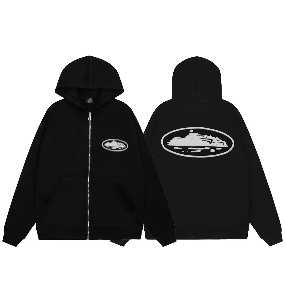Other Black Zip-Up Hoodie with Island Print Black - 1
