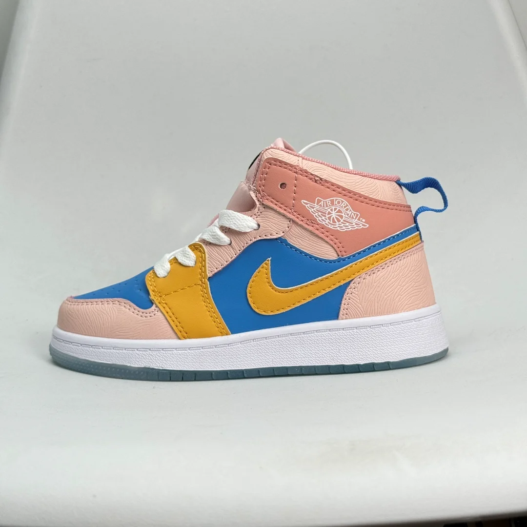 Jordan Nike Air Jordan 1 Mid 'Pink/Blue/Yellow' Sneakers Pink - 1