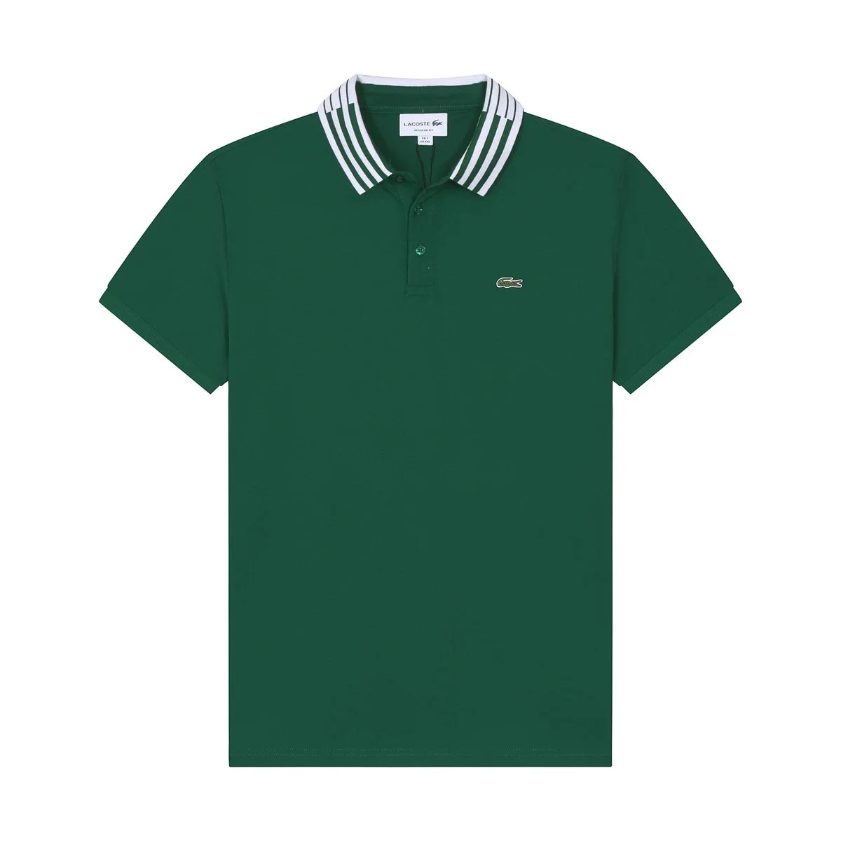 Lacoste Lacoste L.12.12 Green Polo Shirt with Striped Collar Green - 1