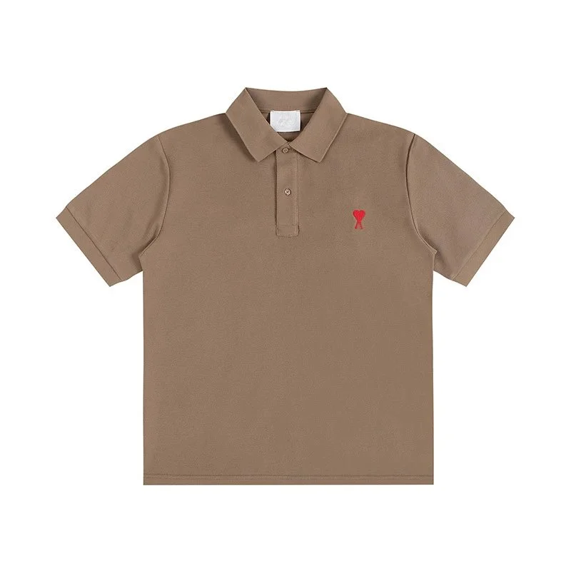 Ami Paris Ami Paris Ami de Coeur Polo Shirt Deep Brown Brown - 1