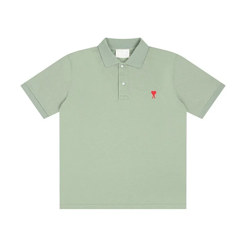 Ami Paris Ami Paris Light Green Heart Logo Polo Shirt Green - 1