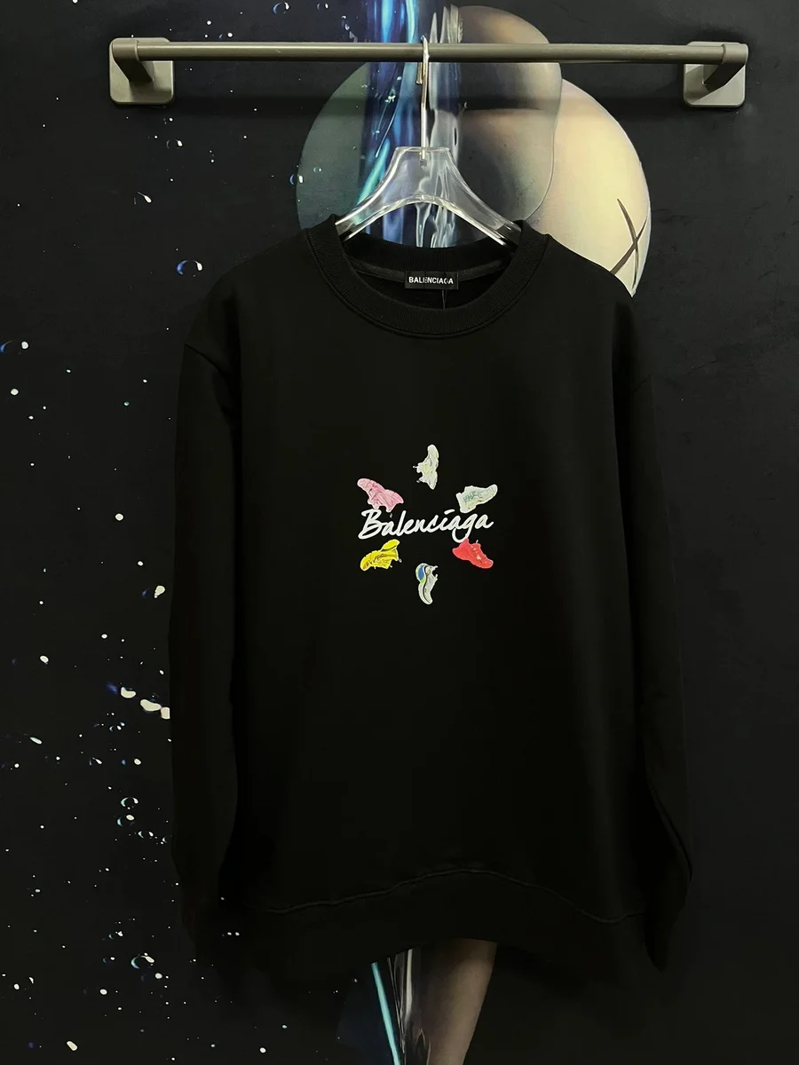 Balenciaga Balenciaga Black 'Sneaker' Graphic Sweatshirt Black - 1