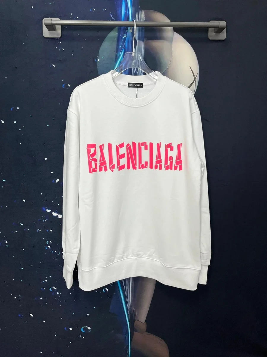 Balenciaga Balenciaga White Red Logo Oversized Sweatshirt White - 1