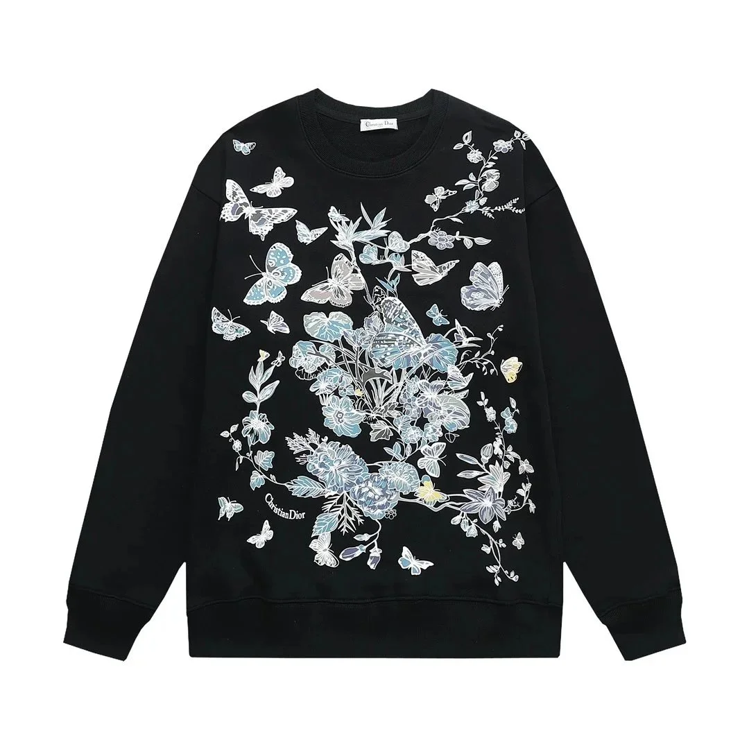 Dior Dior Black Butterfly Floral Print Sweatshirt Black - 1