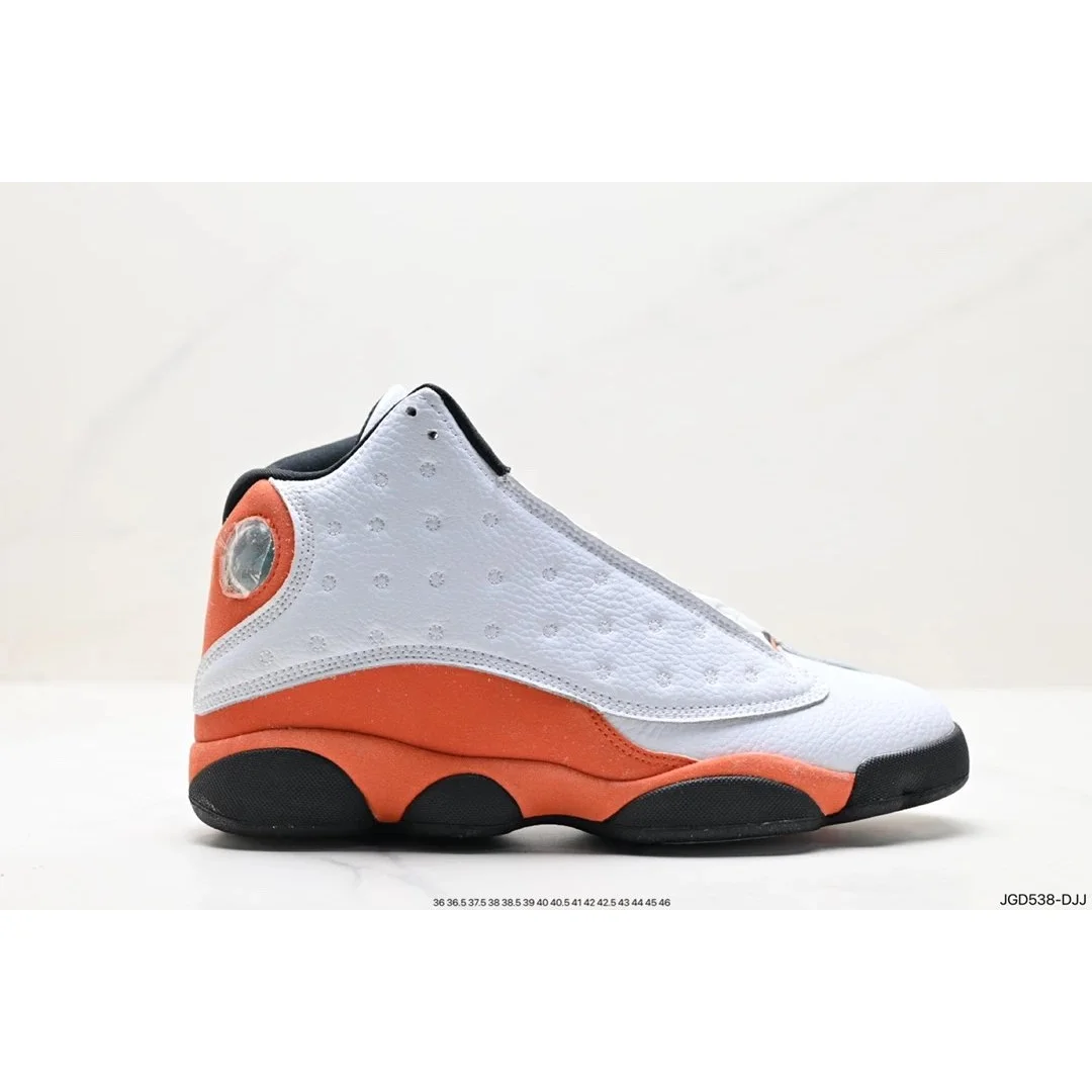 Jordan Nike Air Jordan 13 White Orange Basketball Sneakers White - 1