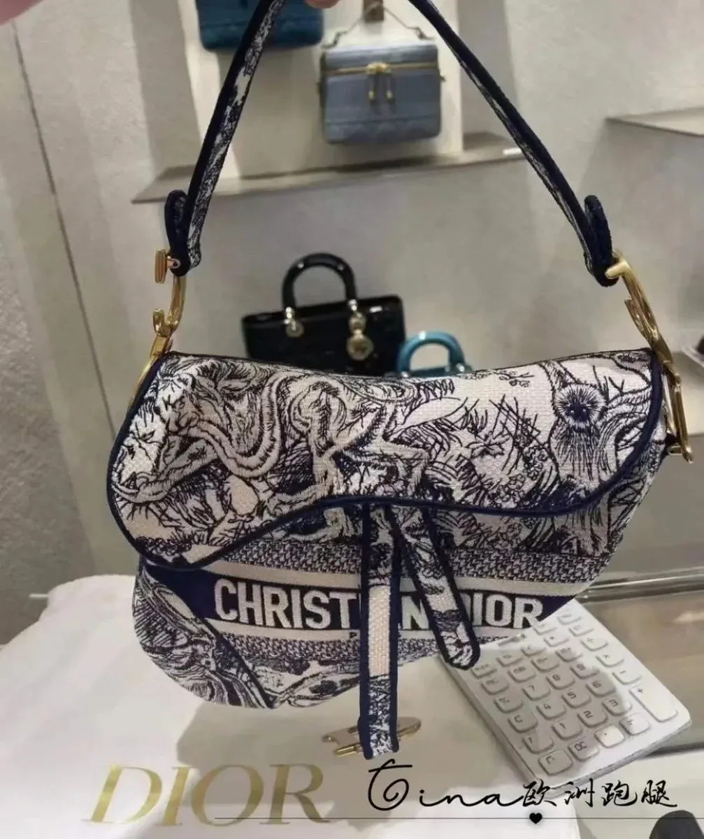 Dior Dior Saddle Christian Dior Embroidered Shoulder Bag White - 1