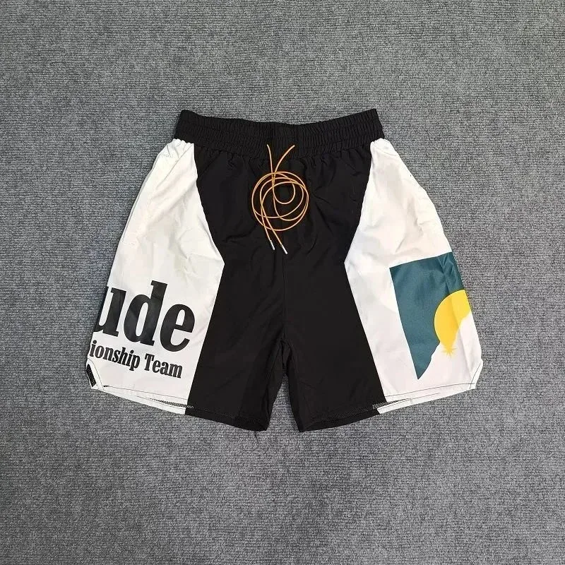 Other Unisex Colorblock Graphic Shorts Black/White Black - 1