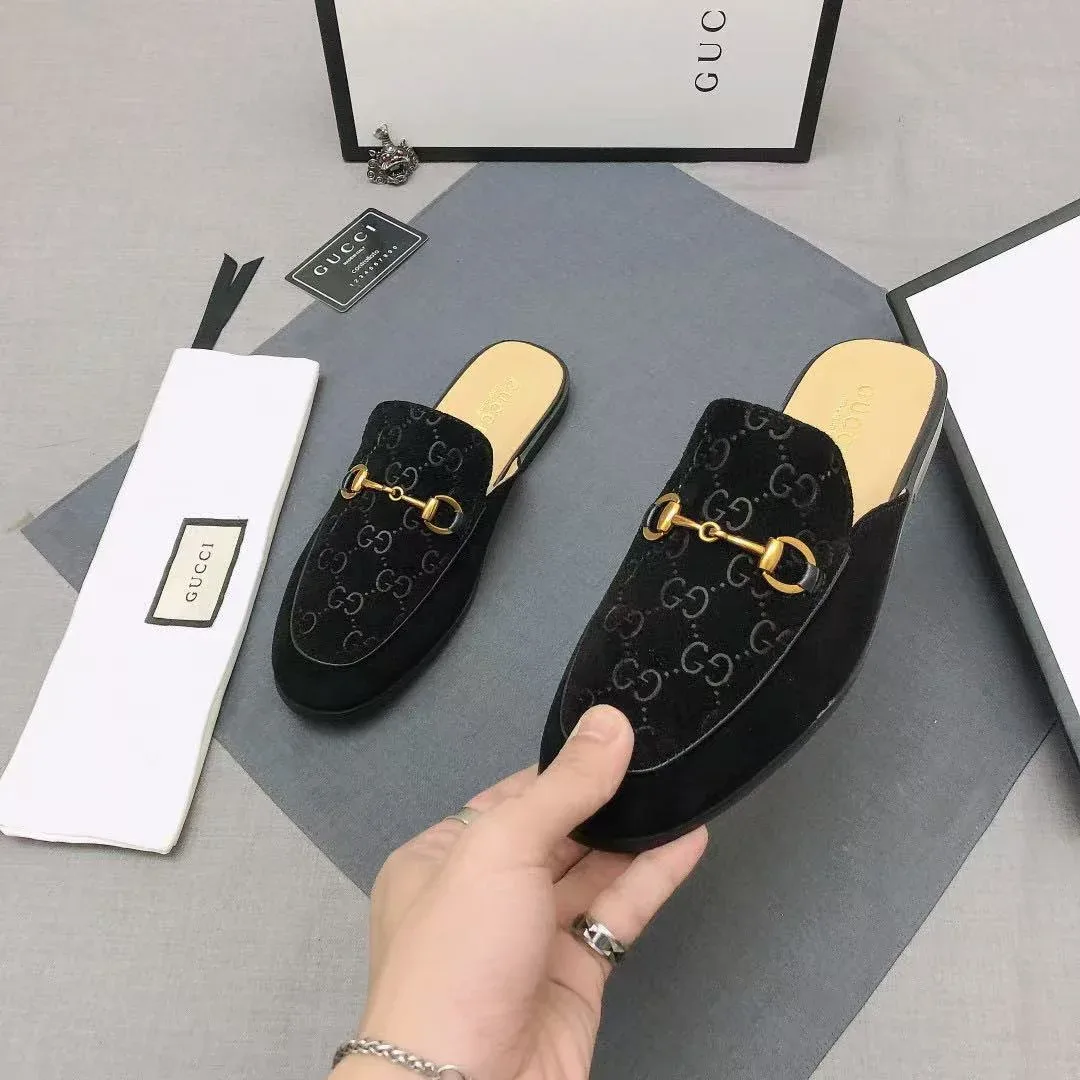 Gucci Gucci GG Marmont Black Velvet Loafers Black - 1