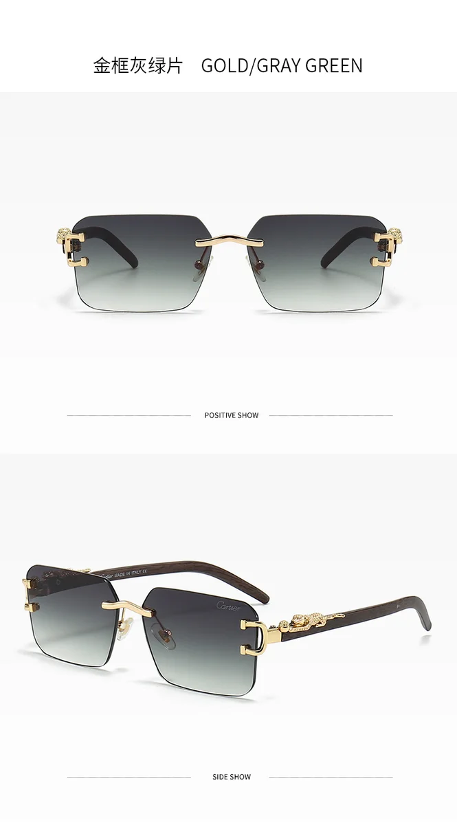 Cartier Cartier Soleil Blanc Gold/Gray Green Sunglasses Gold