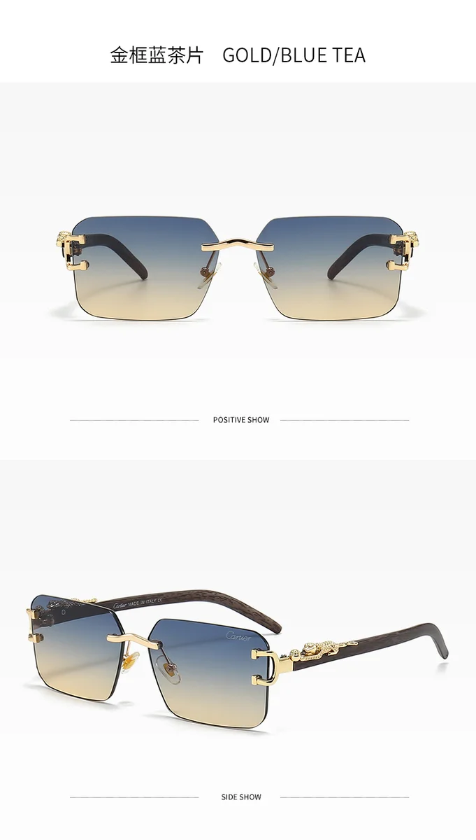 Cartier Cartier Soleil Blanc Gold/Blue Tea Sunglasses Gold - 1