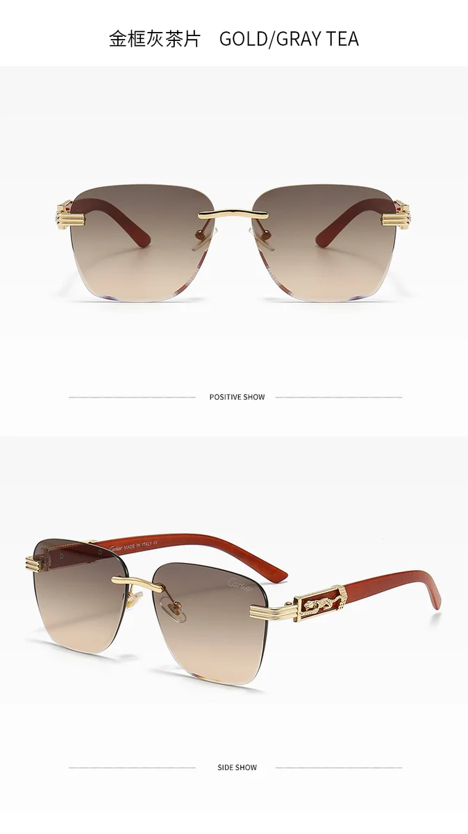 Cartier Cartier Soleil Blanc Gold/Gray Tea Sunglasses Gold - 1