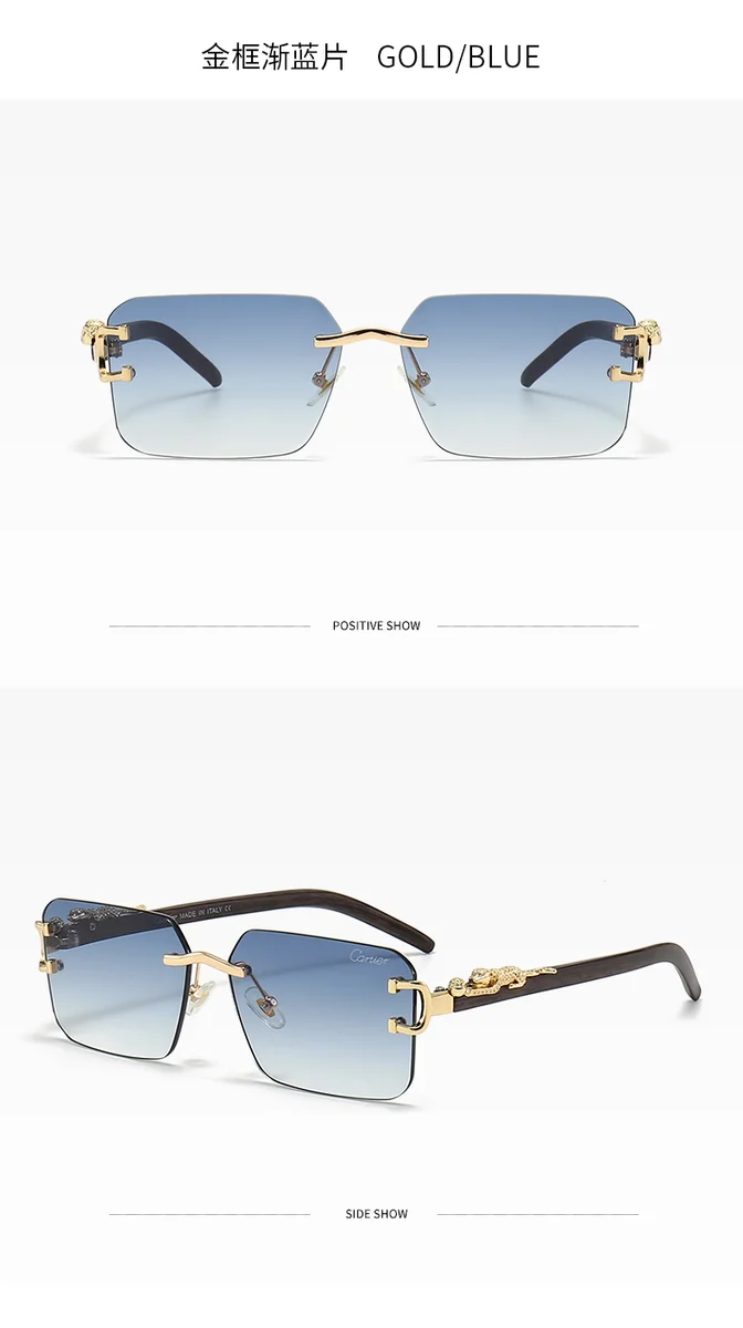 Cartier Cartier Soleil Blanc Gold/Blue Sunglasses Gold - 1