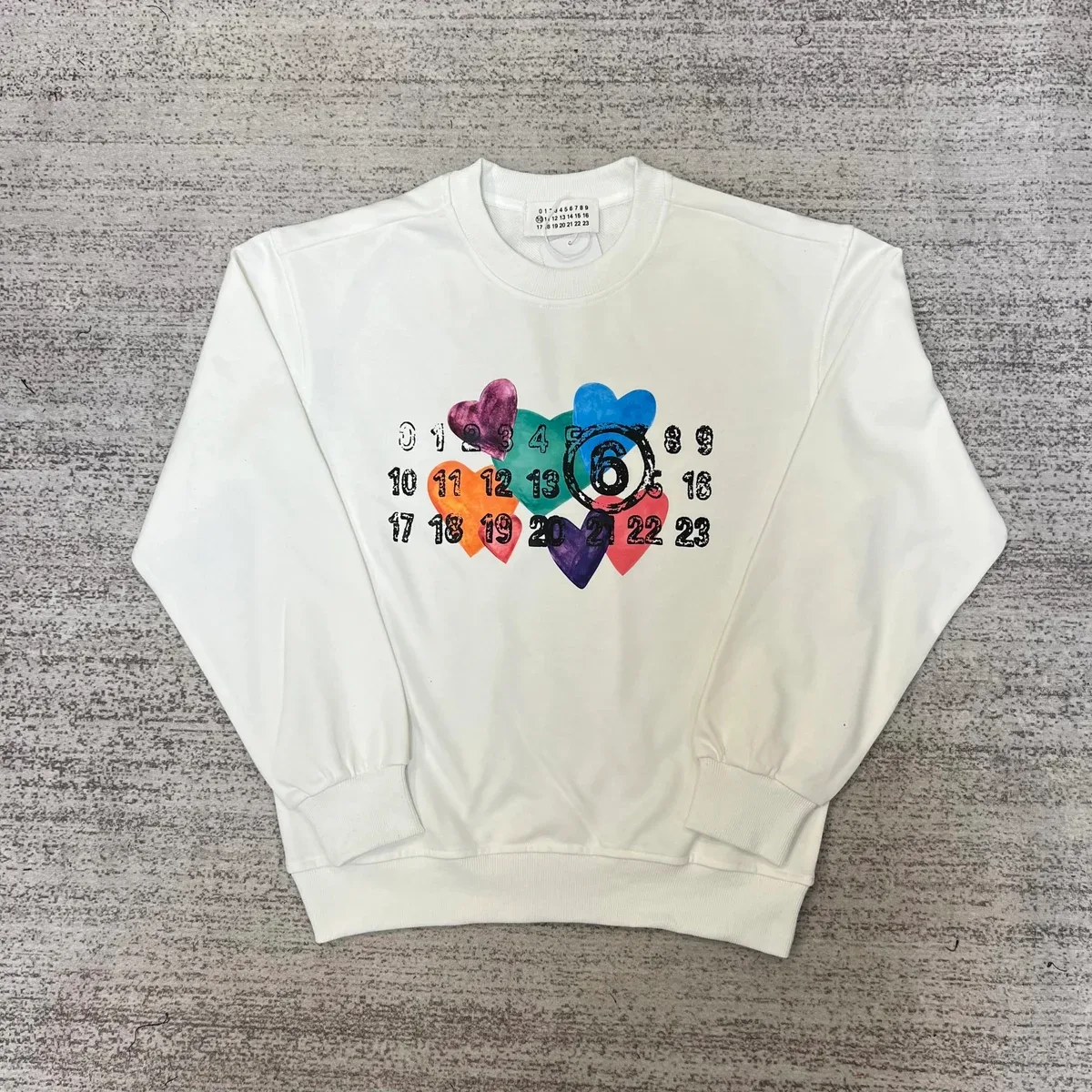 Maison Mihara Yasuhiro Maison Mihara Yasuhiro Hearts Calendar Crewneck Sweatshirt White