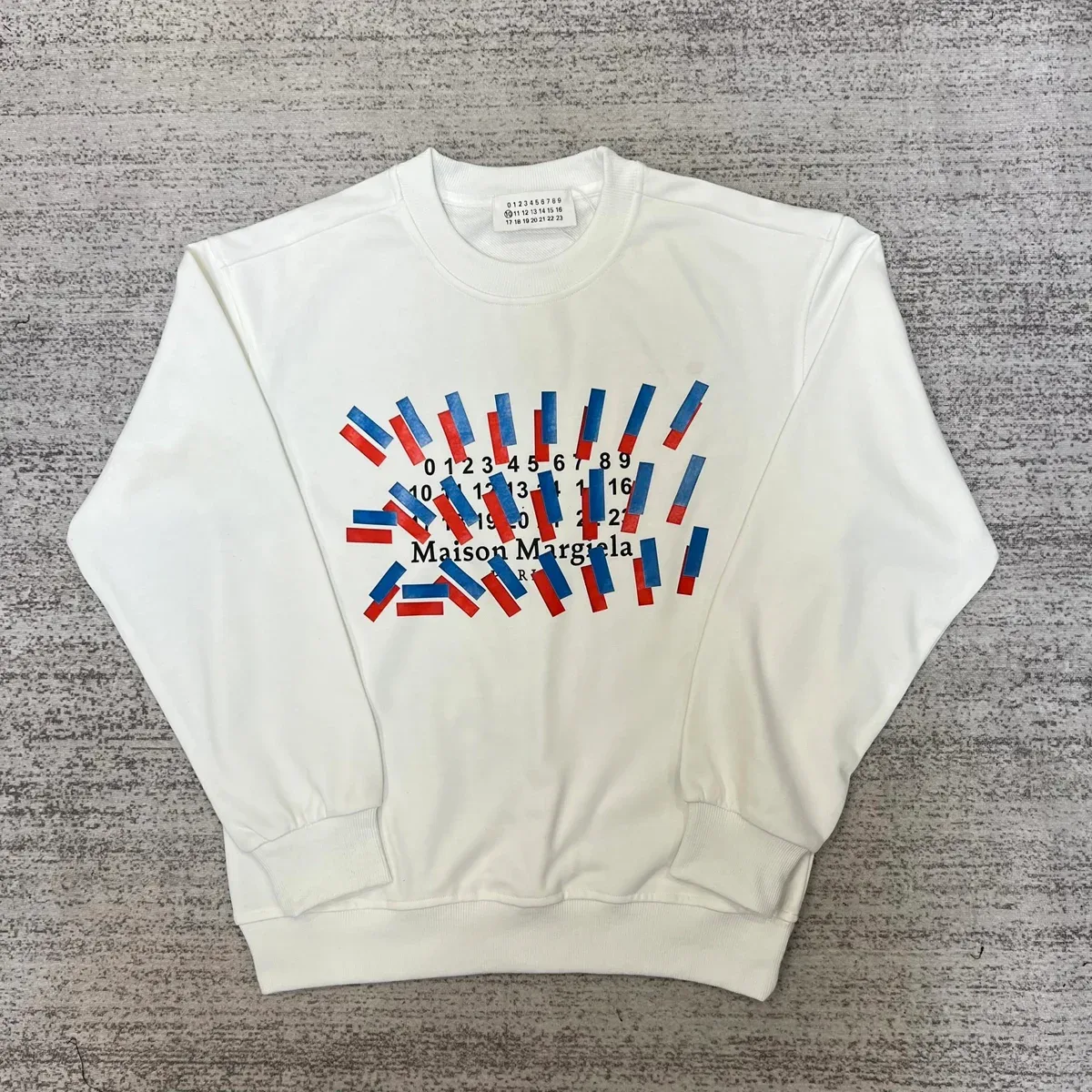 Maison Margiela Maison Margiela White Red Blue Graphic Crewneck Sweatshirt White - 1