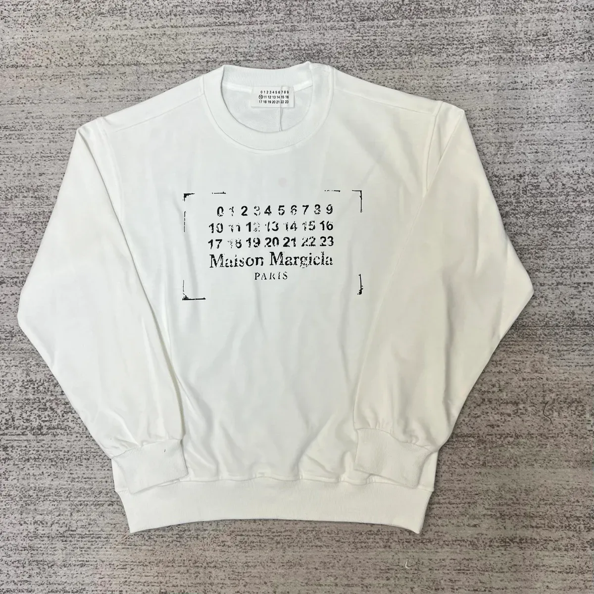 Maison Margiela Maison Margiela PARIS White Numeric Print Crewneck Sweatshirt White - 1