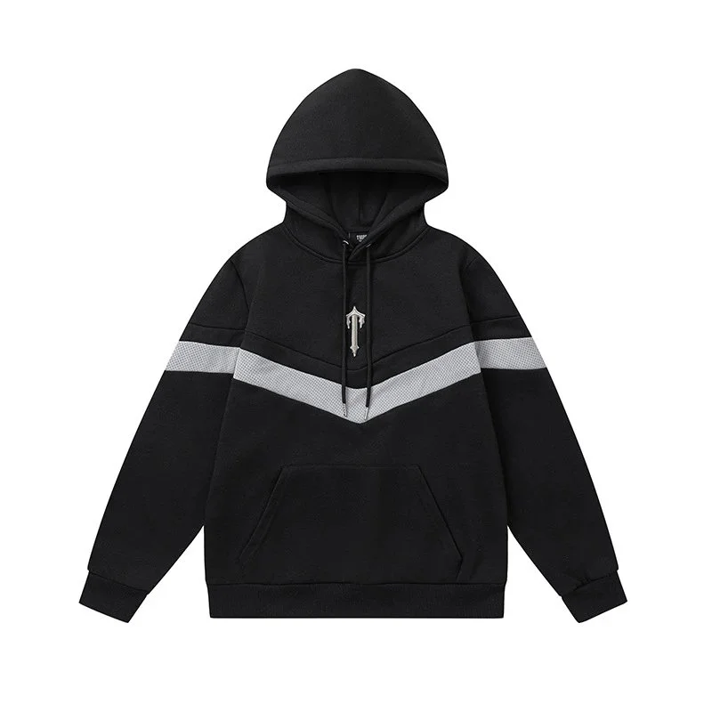 Other Black Hoodie with White Stripe Panel Black - 1