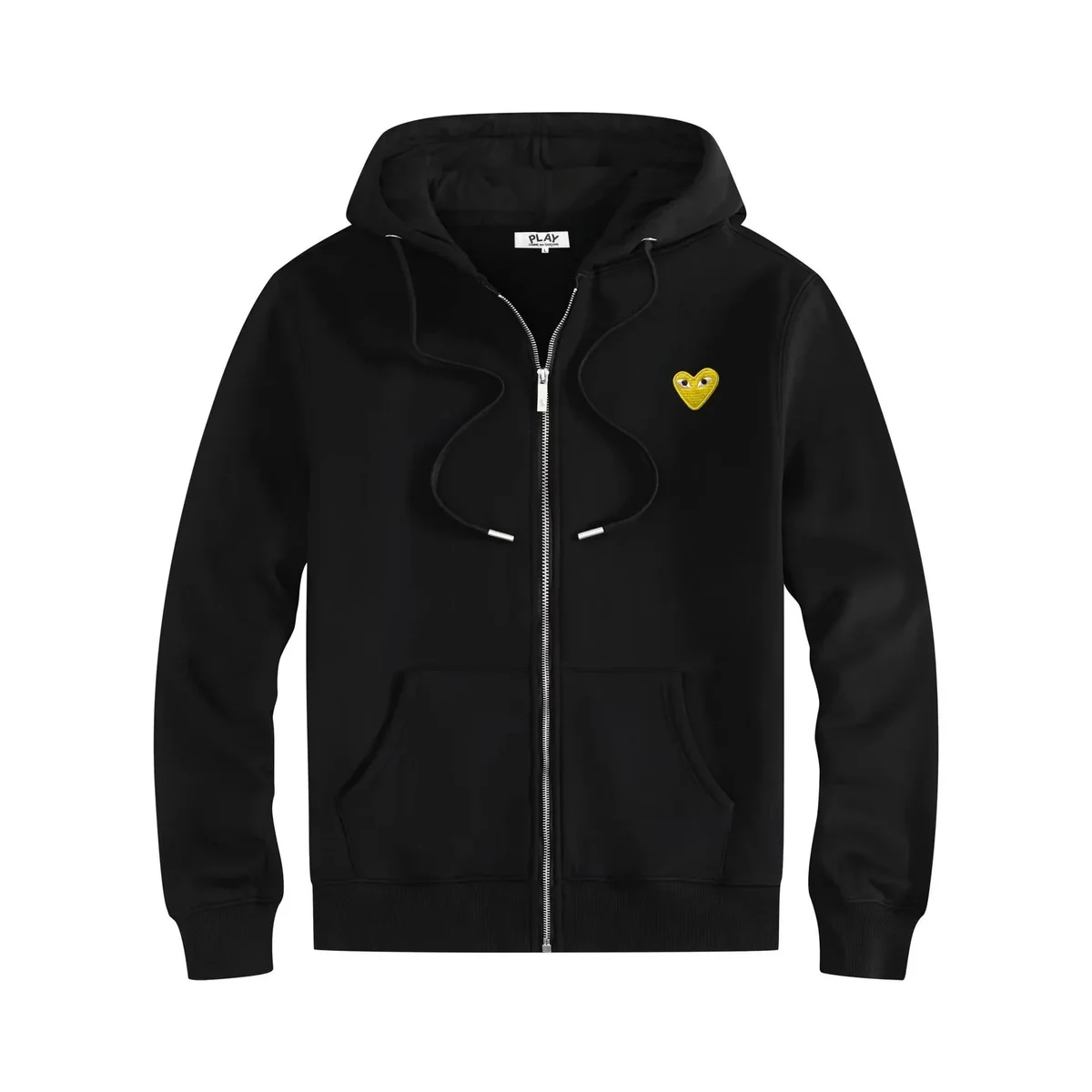 Comme des Garçons Comme des Garçons Play Zip-Up Hoodie Black with Yellow Heart Black - 1