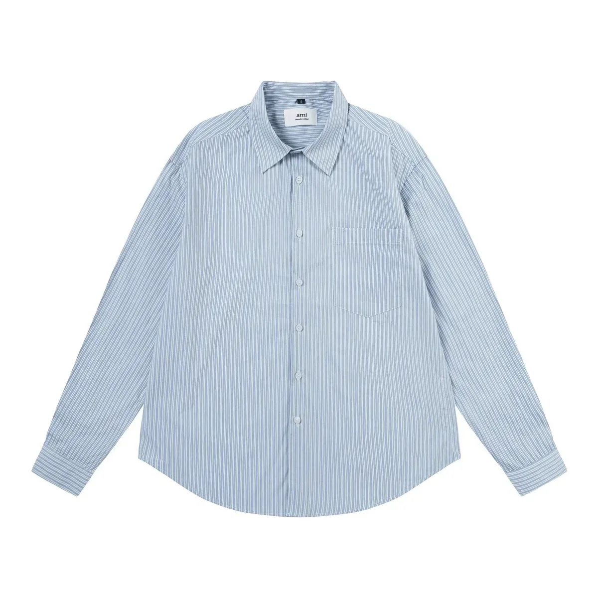 Ami Paris Ami Paris 831 Blue Striped Long Sleeve Shirt Blue - 1