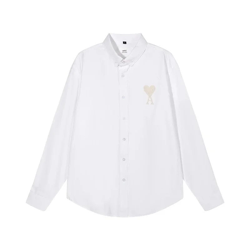 Ami Paris Ami Paris Ami de Coeur White Heart Logo Long Sleeve Shirt White - 1