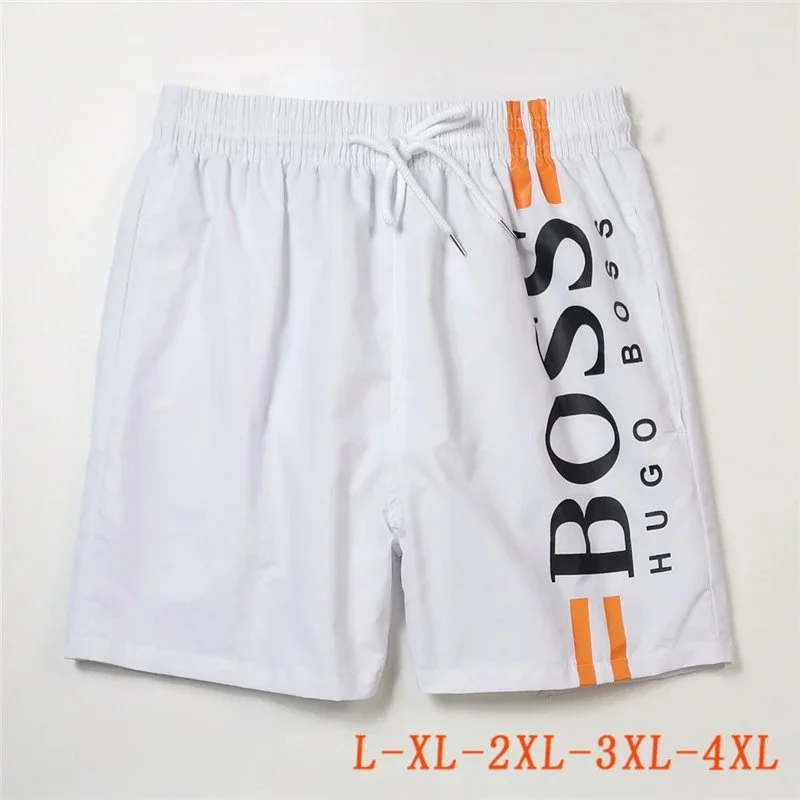 Hugo Boss HUGO BOSS White with Orange BOSS Logo Shorts White - 1