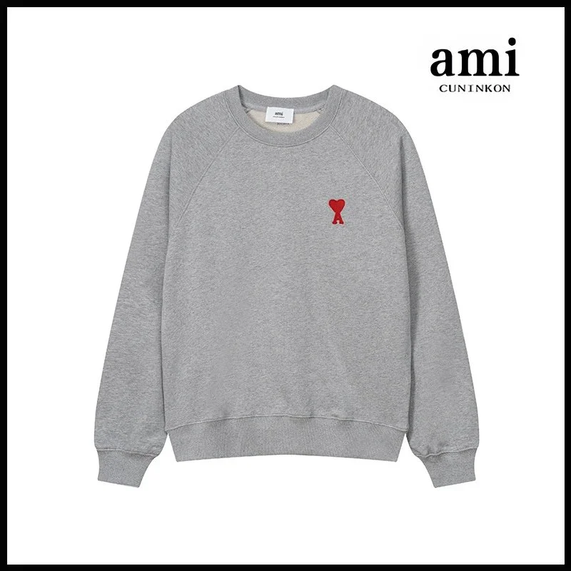 Ami Paris Ami Paris Ami de Coeur Grey Heart Crewneck Sweatshirt Grey - 1
