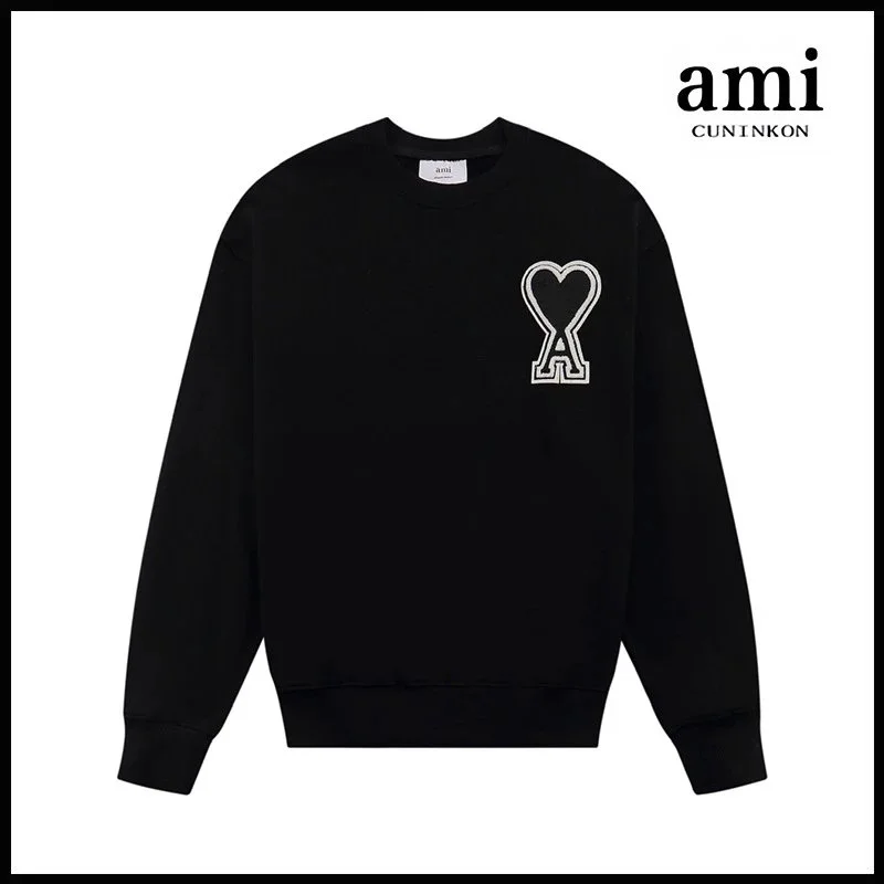 Ami Paris Ami Cuninkon 611 Heart Logo Crewneck Sweatshirt Black Black - 1