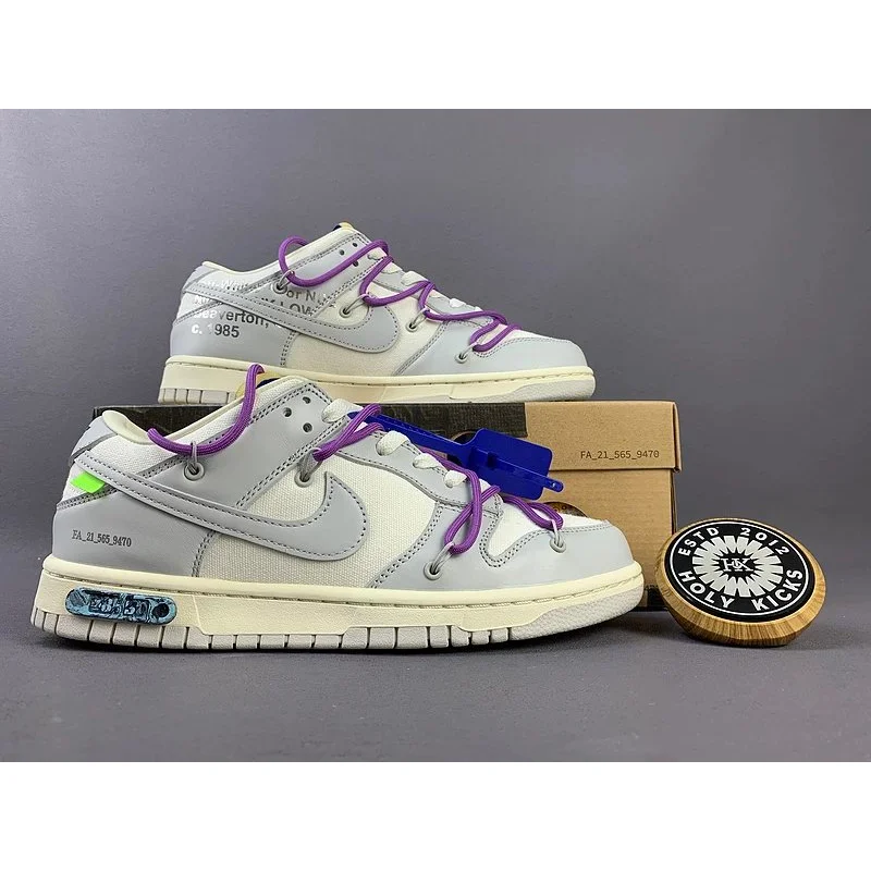 Nike Nike Dunk Low Off-White 'The 10' Light Grey/Purple Sneakers Grey - 1